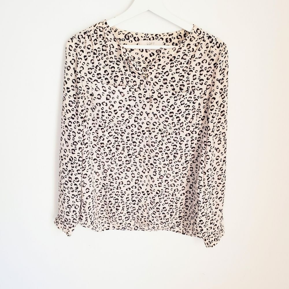 Loft Cheetah Print Blouse Size S